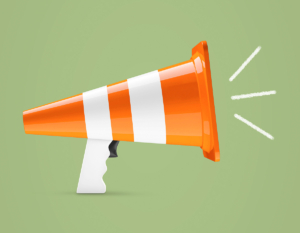 An illustration by Mariaelena Caputi of a megaphone made from a traffic cone.